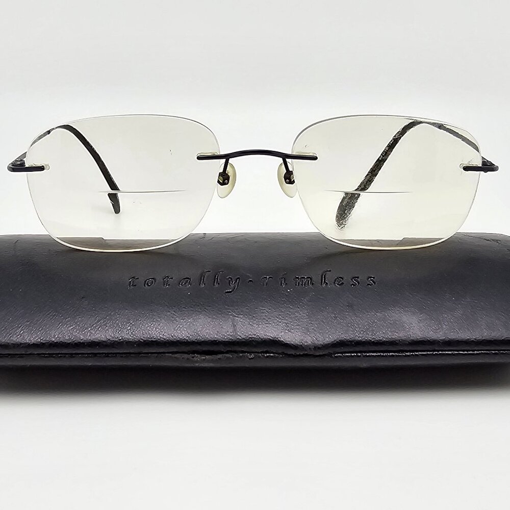 Totally Rimless TR Venture 254 Dark Blue Titanium Eyeglasses Frame w/ Case 49mm